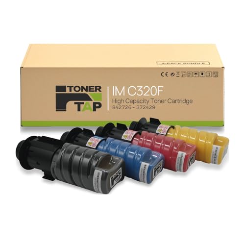 Toner Tap 842726 842727 842728 842729 Toner Cartridges 4-Pack (Black Cyan Magenta Yellow) for Ricoh IM C320F, High-Yield Replacement