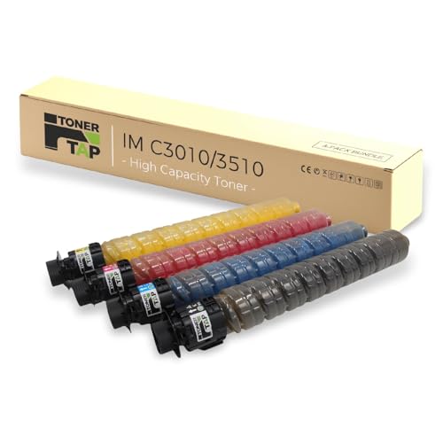 Toner Tap 842550 842553 842552 842551 Full-Color Toner Cartridge 4-Pack (Black Cyan Magenta Yellow) for Ricoh IM C3010,3510, High-Yield Replacement, No-Leak Design, Precision Fit