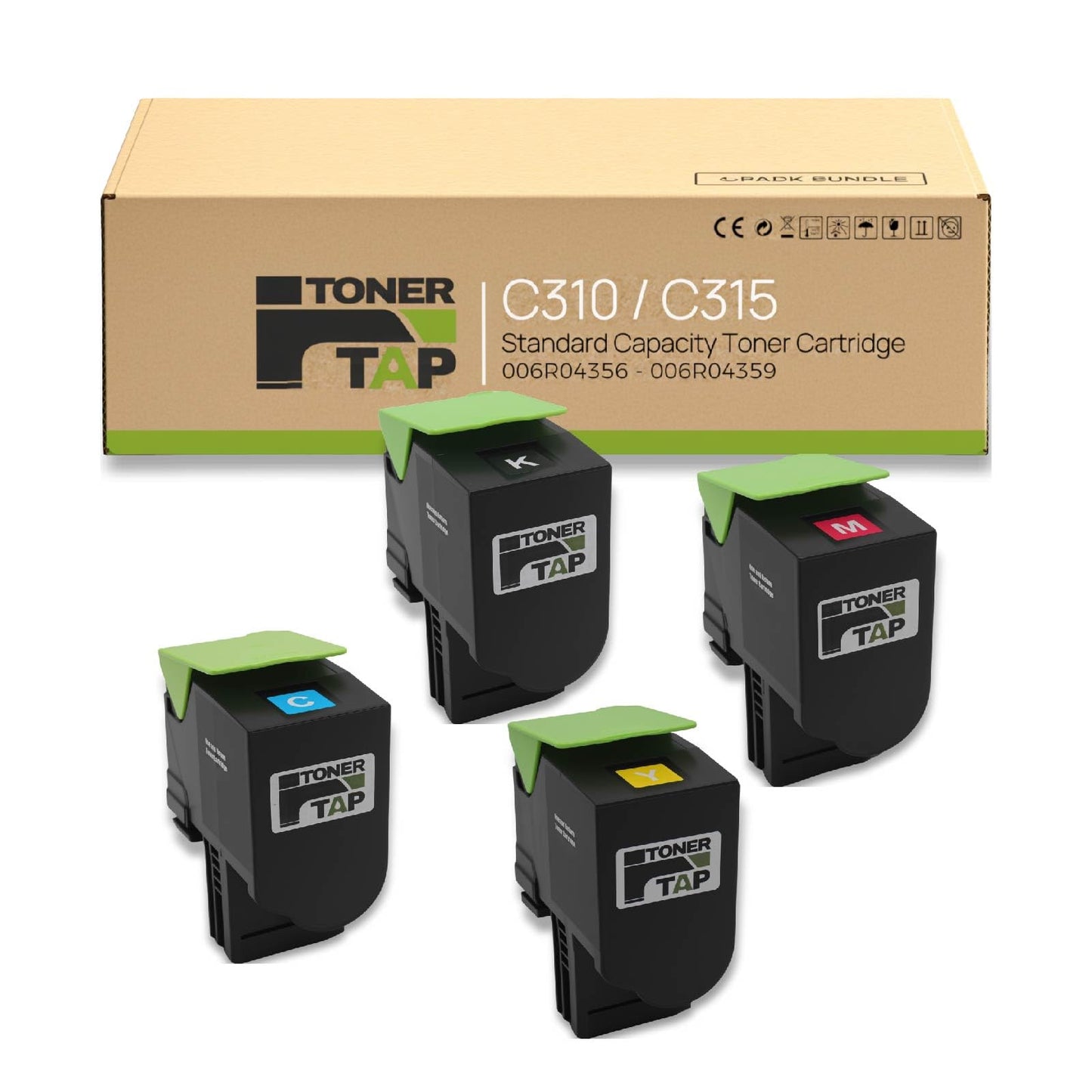Toner Tap Toner Cartridges 4-Pack for Xerox C310, 315, Standard Yield Replacement