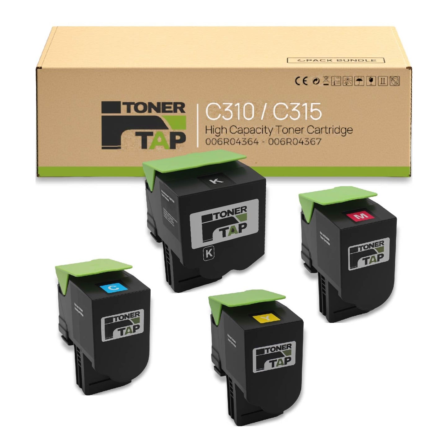 Toner Tap Toner Cartridges 4-Pack for Xerox C310, C315, High-Yield Replacement