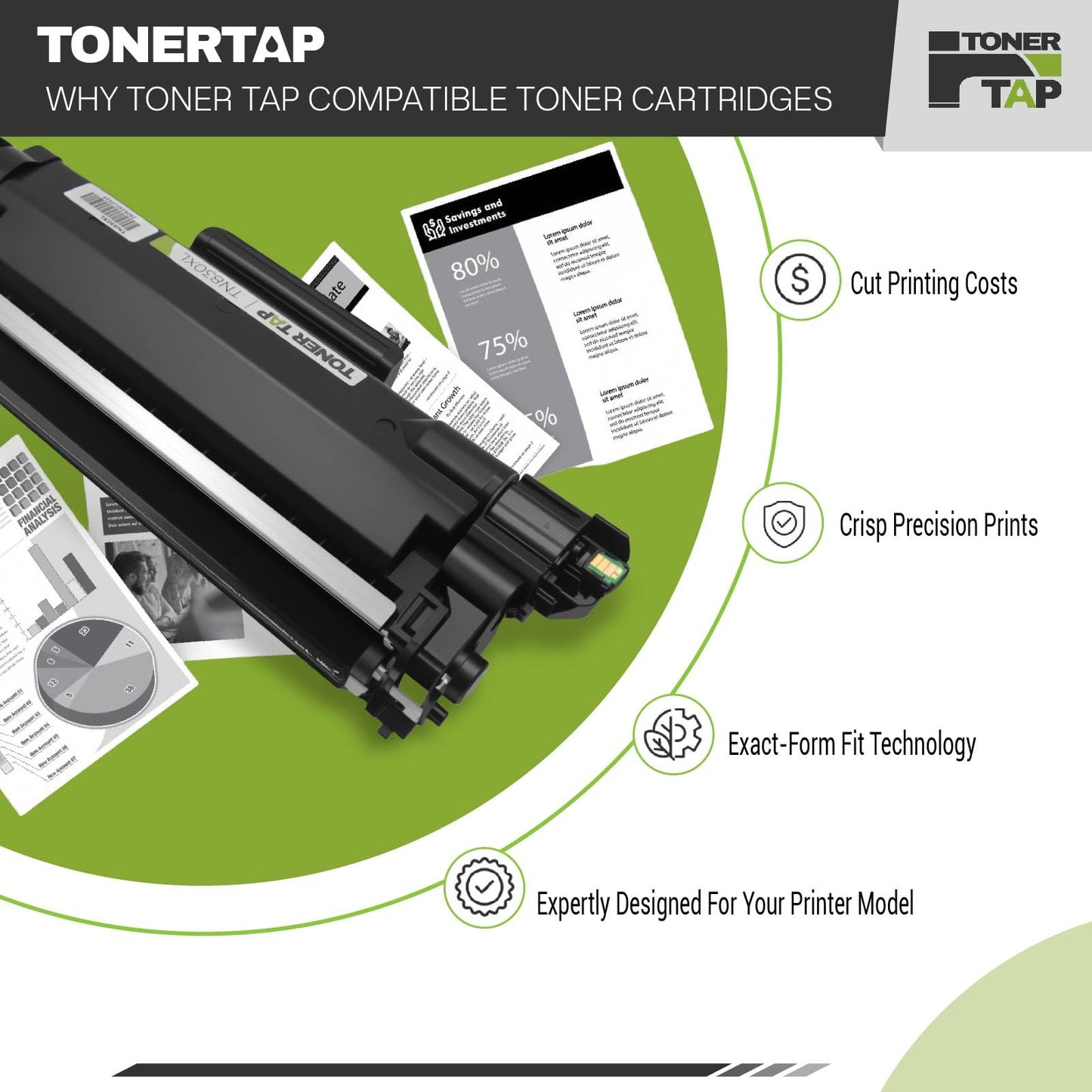 Toner Tap TN830XL Toner Cartridge Replacement Compatible for Brother HL-L2460DW DCP-L2640DW HL-L2480DW HL-L2400D HL-L2405W MFC-L2820DW - High-Yield 3,000 Pages Black Toner