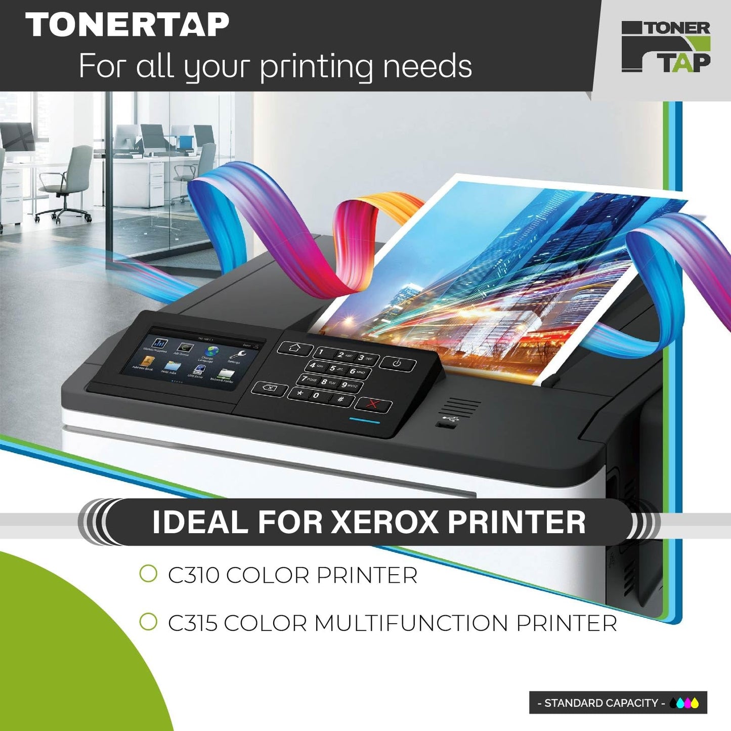 Toner Tap Toner Cartridges 4-Pack for Xerox C310, 315, Standard Yield Replacement