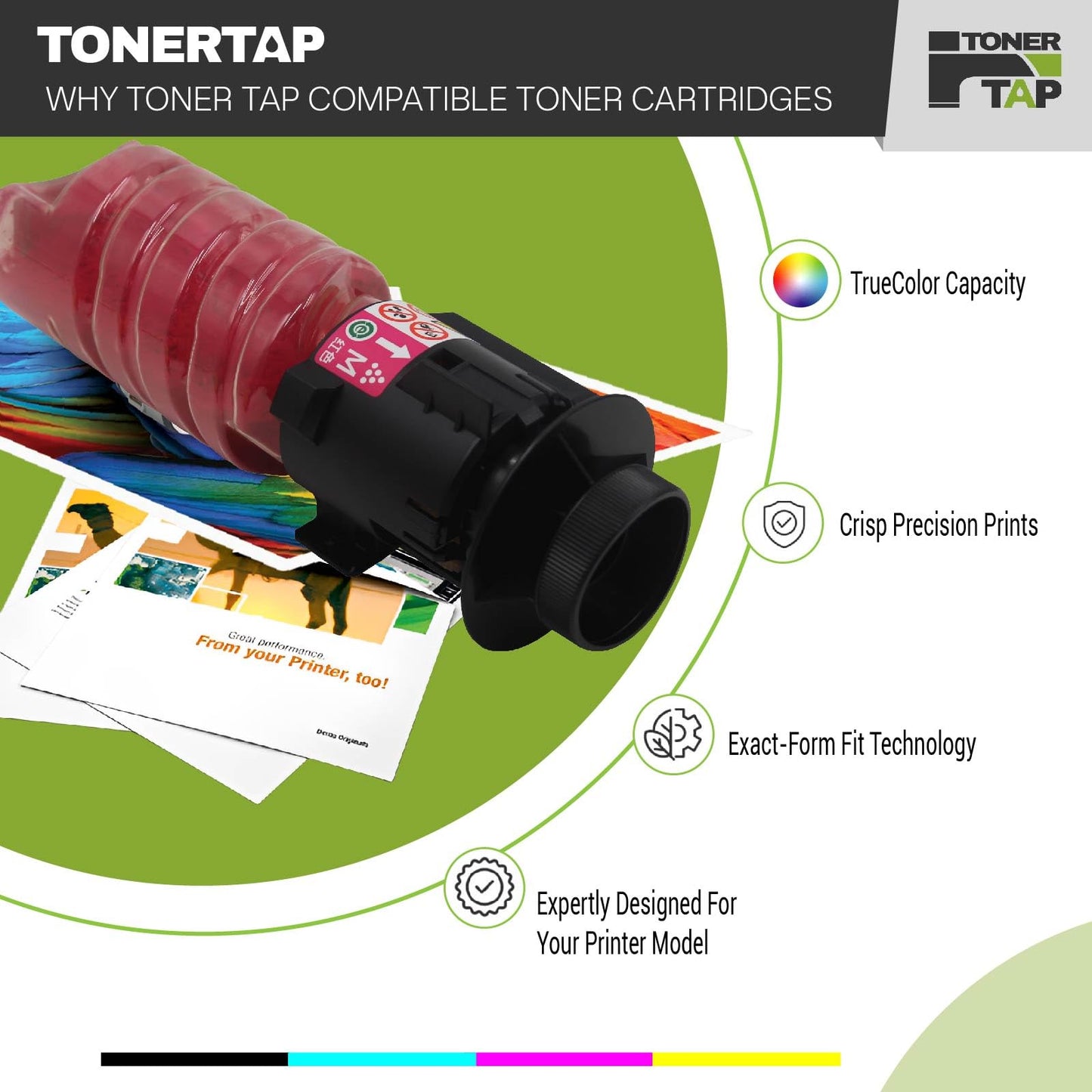 Toner Tap Toner Cartridges 4-Pack (Black Cyan Magenta Yellow) for Ricoh P C375,P C375M, High-Yield Replacement