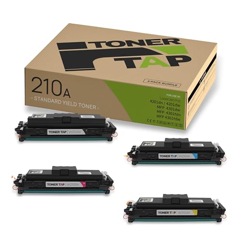 Toner Tap 210A Toner Cartridges 4-Pack Replacement for HP Color Laserjet Pro 4201dw,4201dn, HP Color Laserjet Pro MFP 4301dw,4301dn,4301fdw, W2100A W2101A W2103A W2102A