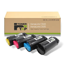 Load image into Gallery viewer, Toner Tap 106R03862 106R03863 106R03864 106R03865 Toner Cartridges 4-Pack (Black Cyan Magenta Yellow) for Xerox VersaLink C500,C505, High-Yield Replacement