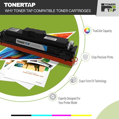 Toner Tap 210A Toner Cartridges 4-Pack Replacement for HP Color Laserjet Pro 4201dw,4201dn, HP Color Laserjet Pro MFP 4301dw,4301dn,4301fdw, W2100A W2101A W2103A W2102A