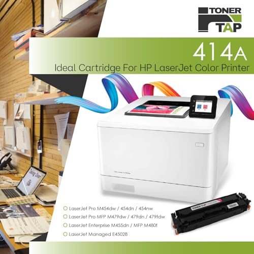 Toner Tap 414A Toner Cartridges 4-Pack for M455dn, MFP M480f, M454 Series, MFP M479 Series - W2100A W2101A W2103A W2102A