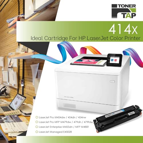 Toner Tap 414X Toner Cartridges 4-Pack for Enterprise M455dn, MFP M480f, Pro M454 Series, Pro MFP M479 Series - W2100X W2101X W2103X W2102X