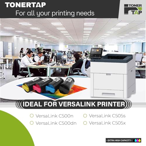 Toner Tap C500 C505 Series Toner Cartridges for Xerox VersaLink C500 C500DN C500N C505 C505DN C505N C505S C505X Printer, Extra High-Yield Replacement 106R03869 106R03866 106R03867 106R03868