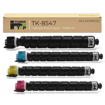 Toner Tap TK-8547K TK-8547C TK-8547M TK-8547Y Toner Cartridges 4-Pack (Black Cyan Magenta Yellow) for Kyocera TASKalfa 4054ci,5054ci, High-Yield Replacement