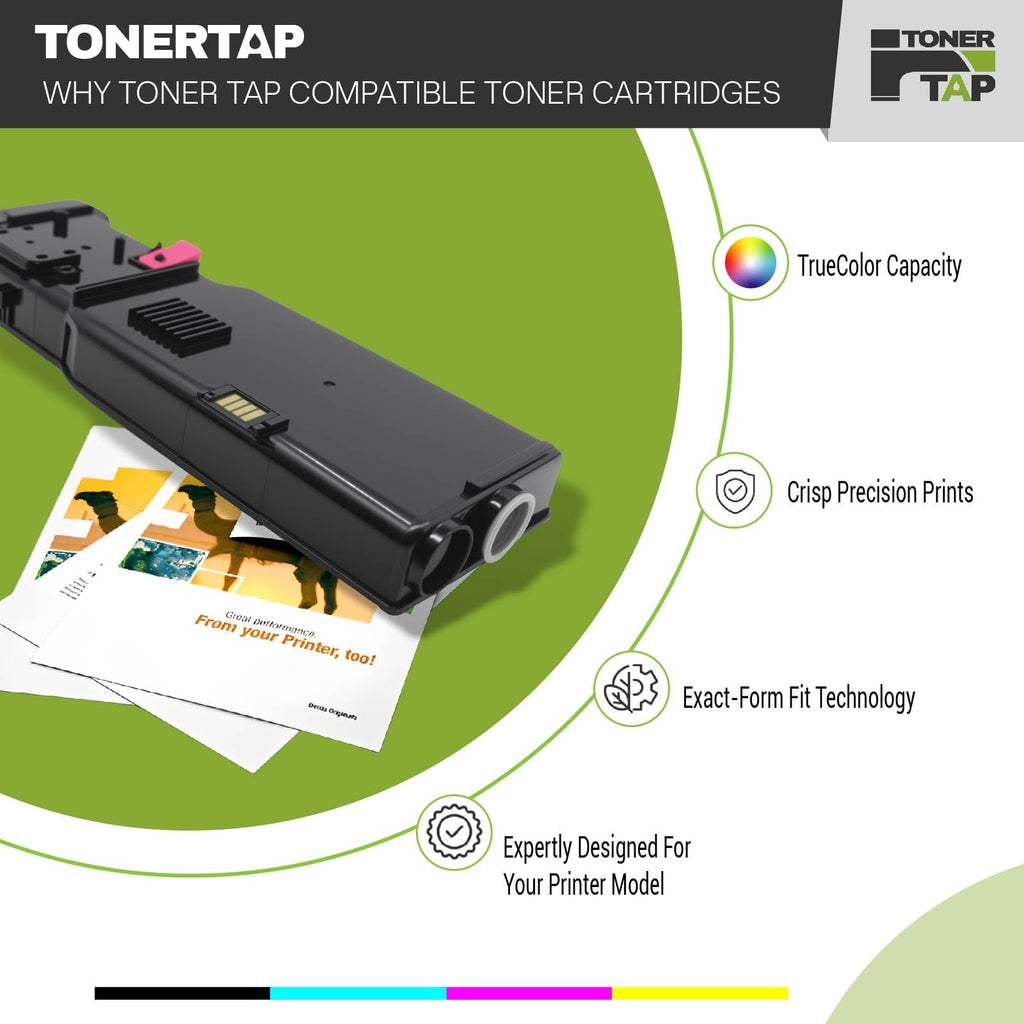 Toner Tap 106R03500 106R03502 106R03503 106R03501 Toner Cartridges 4-Pack (Black Cyan Magenta Yellow) for Xerox VersaLink C400,405 Stardard Yield, High-Yield Replacement