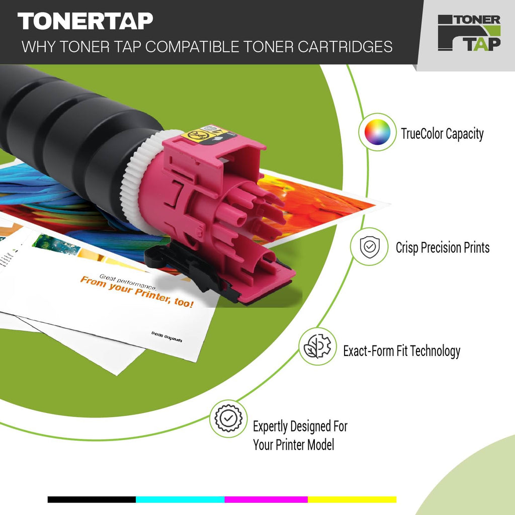 Toner Tap TK-8557K TK-8557C TK-8557M TK-8557Y Toner Cartridges 4-Pack (Black Cyan Magenta Yellow) for Kyocera TASKalfa 6054ci,7054ci, High-Yield Replacement