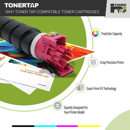 Toner Tap TK-8557K TK-8557C TK-8557M TK-8557Y Toner Cartridges 4-Pack (Black Cyan Magenta Yellow) for Kyocera TASKalfa 6054ci,7054ci, High-Yield Replacement