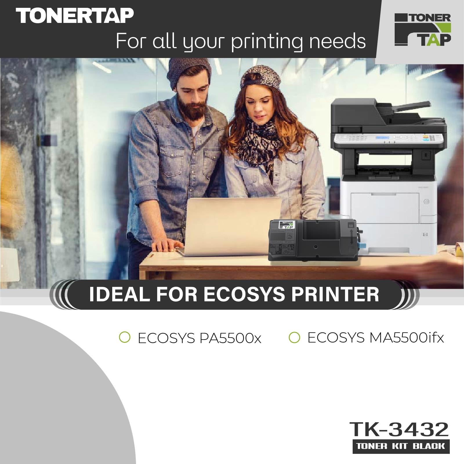 Toner Tap TK-3432 Toner Cartridge Replacement Compatible for Kyocera ECOSYS PA5500x MA5500ifx - High-Yield 25,000 Pages Black Toner