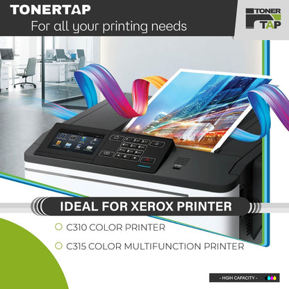 Toner Tap Toner Cartridges 4-Pack for Xerox C310, C315, High-Yield Replacement