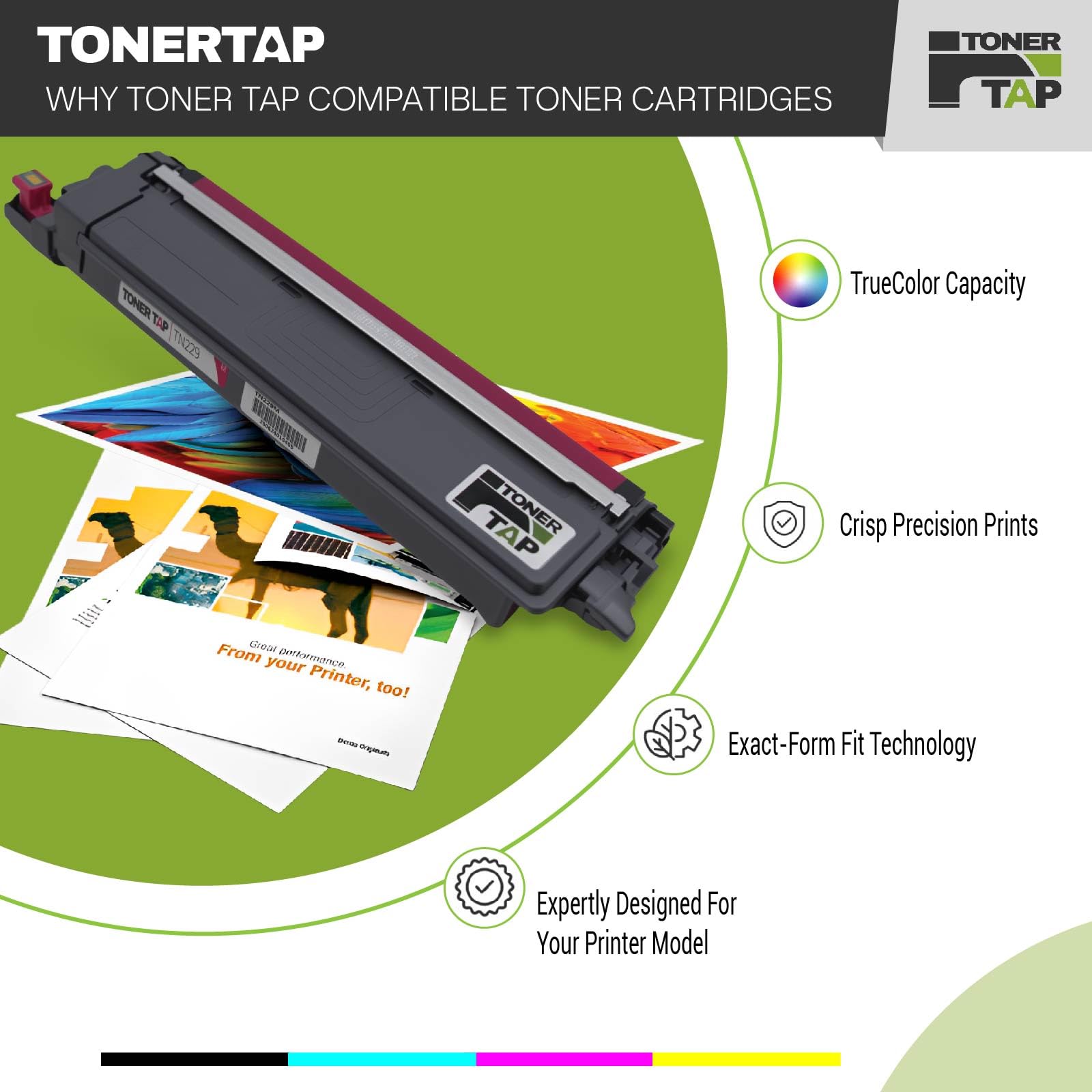 Toner Tap TN229XXLBK TN229XXLC TN229XXLM TN229XXLY Toner Cartridges 4-Pack (Black Cyan Magenta Yellow) for Brother HL-L8245CDW, Brother MFC-L8395CDW/L3780CDW, Super High-Yield Replacement