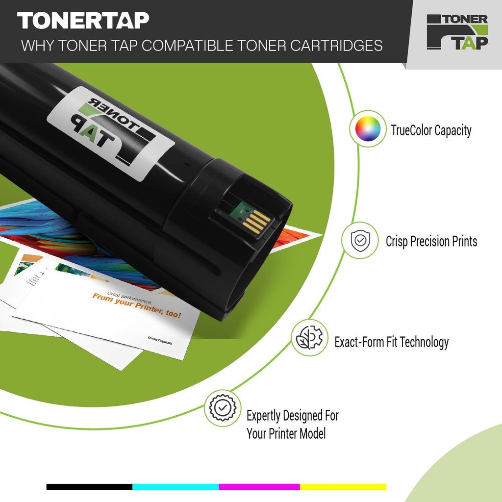 Toner Tap 006R01824 006R01825 006R01826 006R01827 Toner Cartridges 4-Pack (Black Cyan Magenta Yellow) for Xerox VersaLink C7120/C7125/C7130, High-Yield Replacement