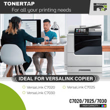 Load image into Gallery viewer, Toner Tap 106R03741 106R03744 106R03743 106R03742 Toner Cartridges 4-Pack (Black Cyan Magenta Yellow) for Xerox VersaLink C7020,7025,7030, High-Yield Replacement