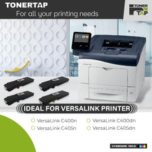 Load image into Gallery viewer, Toner Tap 106R03500 106R03502 106R03503 106R03501 Toner Cartridges 4-Pack (Black Cyan Magenta Yellow) for Xerox VersaLink C400,405 Stardard Yield, High-Yield Replacement