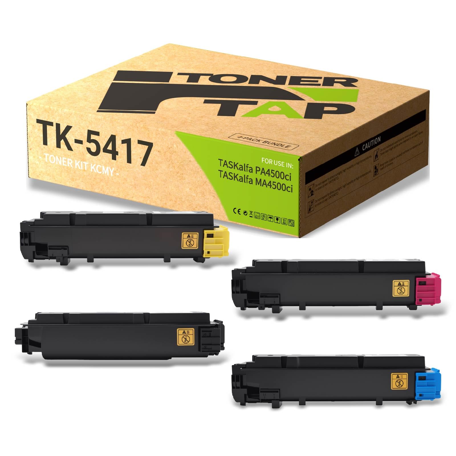 Toner Tap TK-5417K TK-5417C TK-5417M TK-5417Y Toner Cartridges 4-Pack (Black Cyan Magenta Yellow) for Kyoccera TASKalfa PA4500ci MA4500ci, High-Yield Replacement