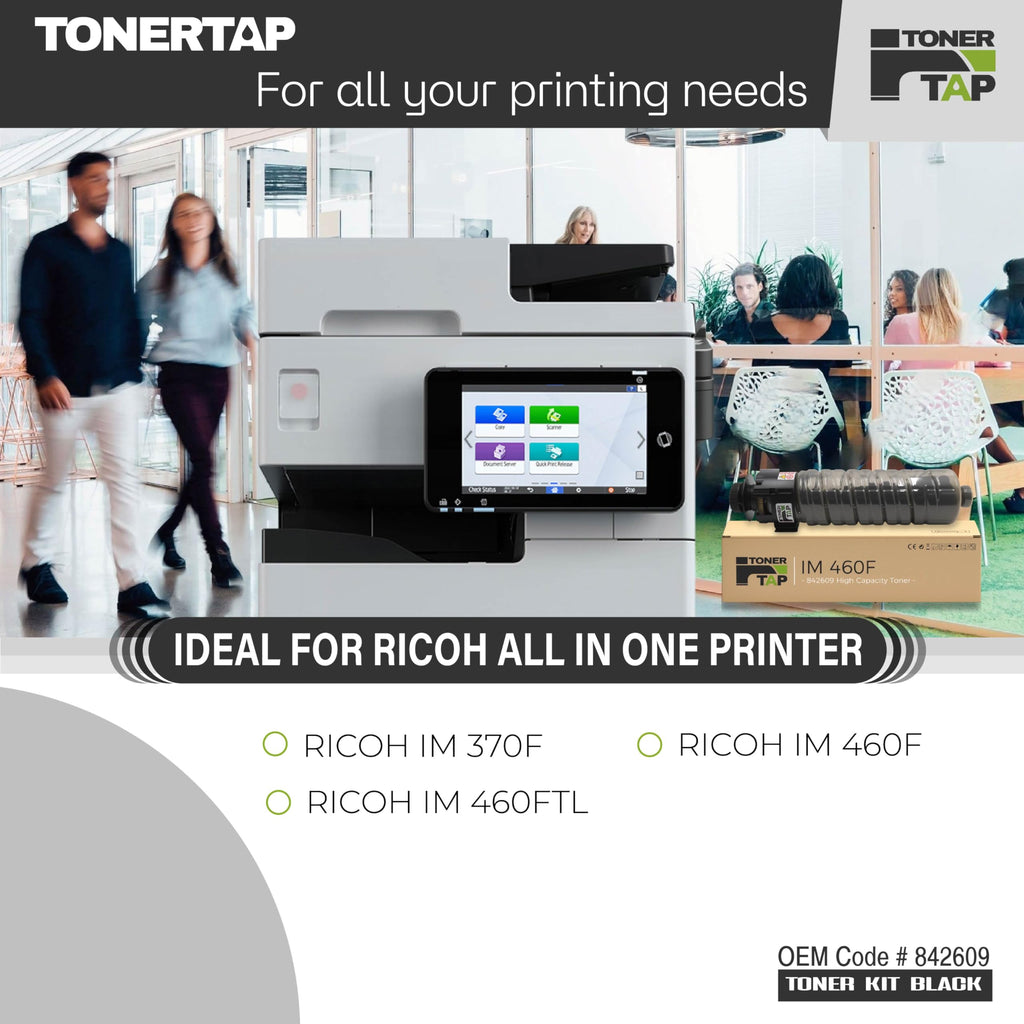 Toner Tap 842609 Toner Cartridge Replacement Compatible for Ricoh IM 370F,460F,460FTL - High-Yield 13,500 Pages Black Toner